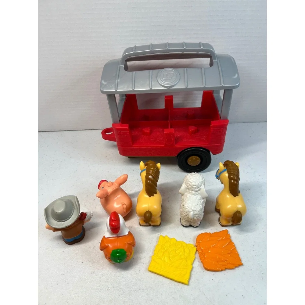 Fisher-Price Little People Farm Animal Trailer Set with Farmer Horses Pig Sheep
